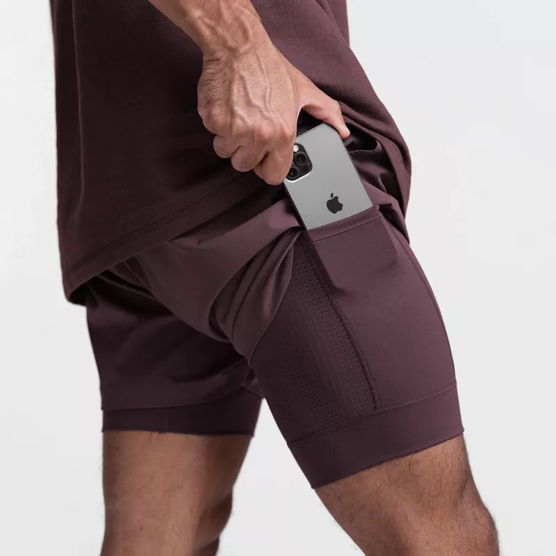 Breathable Double layer sport shorts Gym